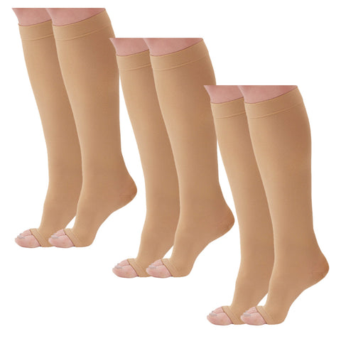 AW Style 322 Anti-Embolism Open Toe Knee High Stockings 18 mmHg (3 Pack)