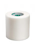 Roll of white tape with a brand label on a white background