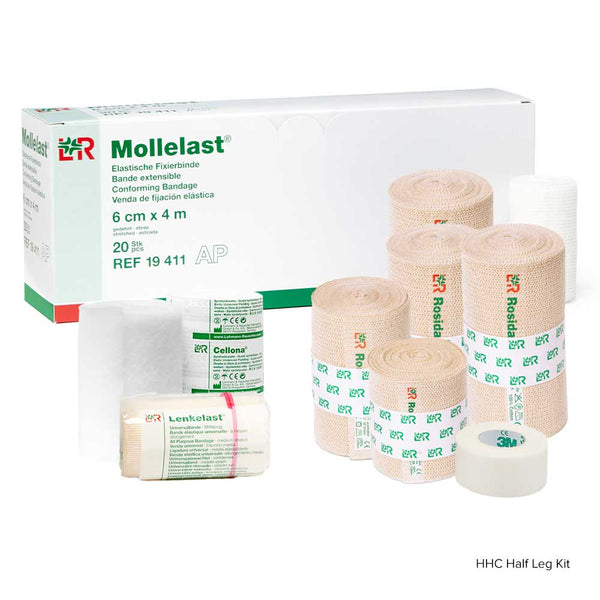 Mollelast bandage kit with packaging on a white background