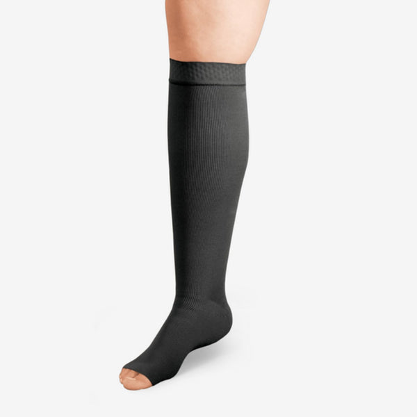 L& R Solaris ExoStrong Below Knee Open Toe w/KnitTop - 30-40 mmHg Black