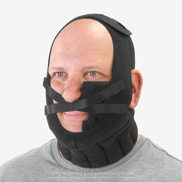 L& R Solaris Tribute Wrap Cheek Pad Left Donned with straps