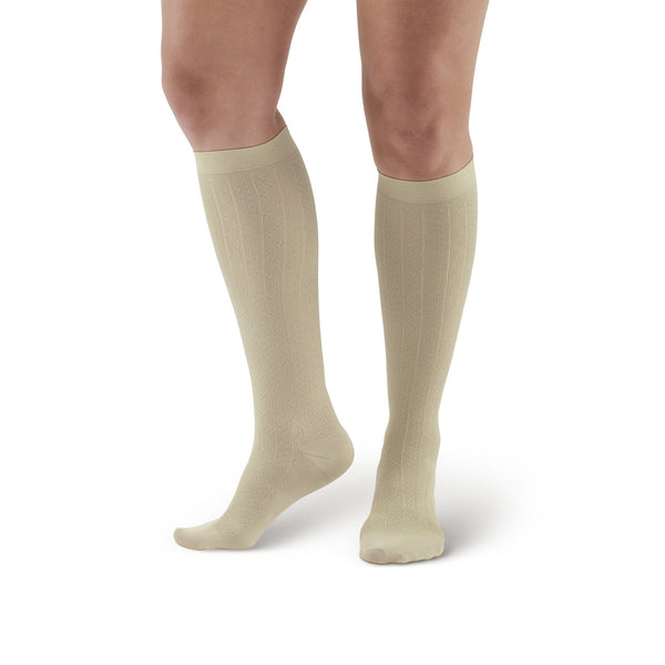 AW Style 109A Women's Patterned Knee High Dress Socks - 15-20 mmHg