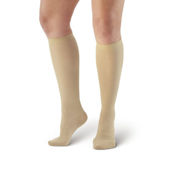 AW Style 169 Women's Cotton Travel Knee High Socks - 15-20 mmHg