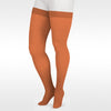 Juzo 2002 Soft Closed Toe Thigh Highs w/ Silicone Band Border Cinnamon