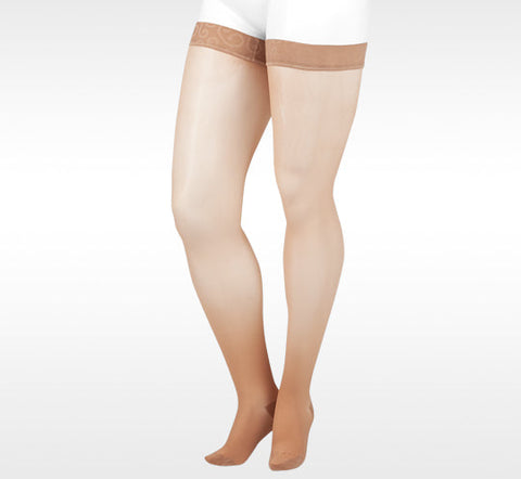 Juzo 2100 Naturally Sheer Closed Toe Thigh Highs w/Silicone Band - 15-20 mmHg