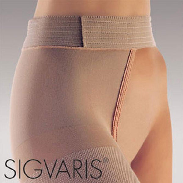 Sigvaris Essential 862 Opaque Open Toe Left Thigh w/Waist Attachment - 20-30 mmHg