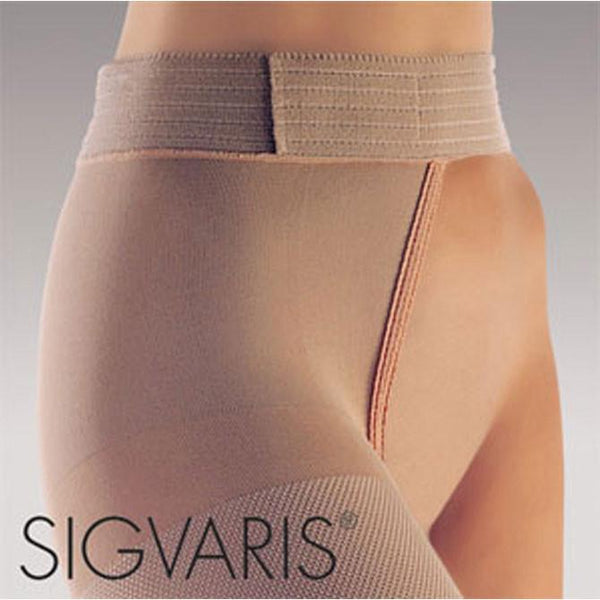 Sigvaris Essential 863 Opaque Open Toe Left Thigh w/Waist Attachment - 30-40 mmHg