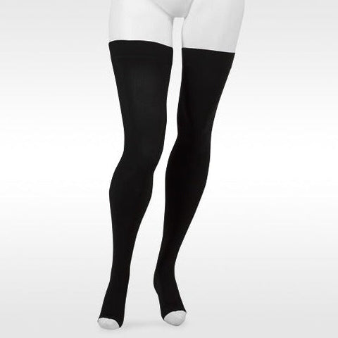 Juzo Move 3611 Open Toe Thigh Highs w/Silicone Band - 20-30 mmHg Black