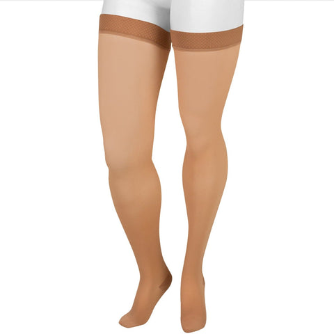 Juzo 4410 Basic Closed Toe Thigh Highs w/ Silicone Border - 15-20 mmHg Beige