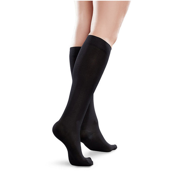 Therafirm EASE Microfiber Closed Toe Knee Highs - 15-20 mmHg - Black