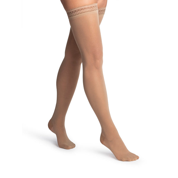 Sigvaris Dynaven 981 Women's Sheer Closed Toe Thigh Highs w/Grip Top - 15-20 mmHg